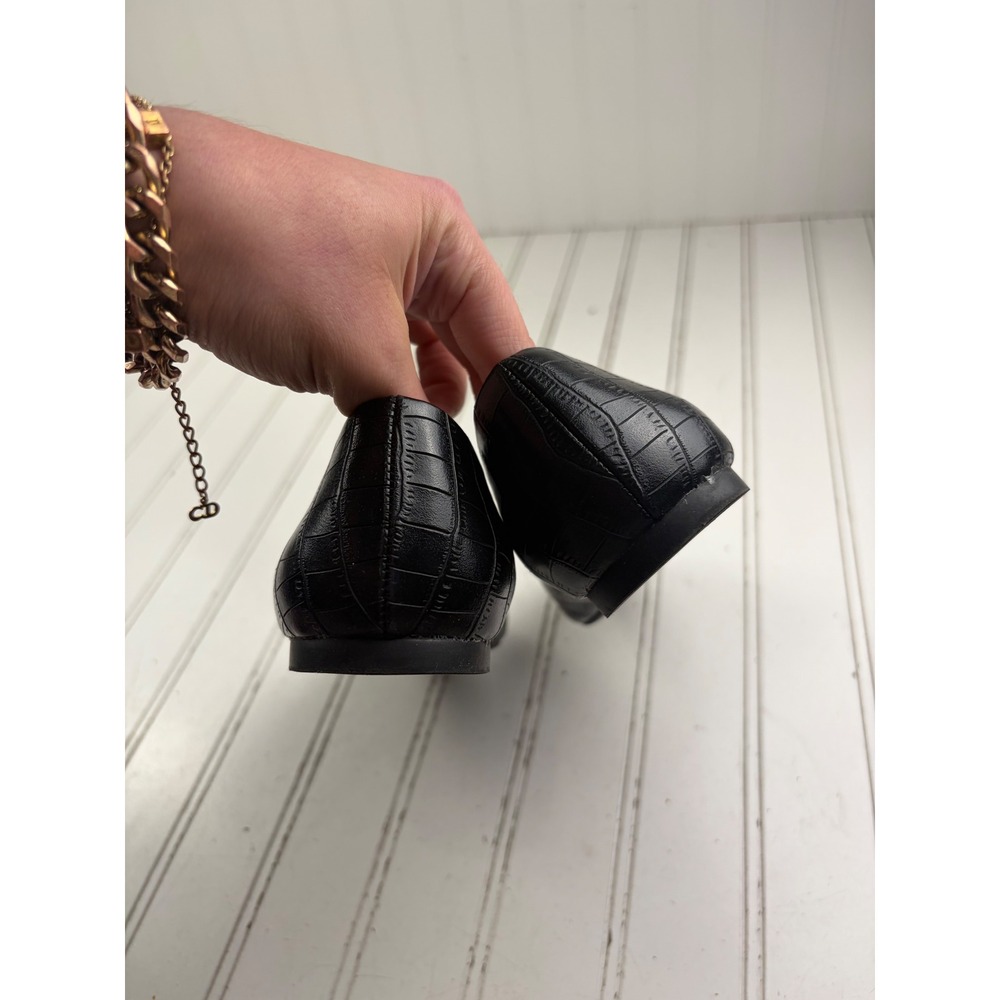 H&M Vintage Black Faux Croc Embossed Pointed Toe Ballet Flats Women's Size 6.5 - Picture 3 of 8
